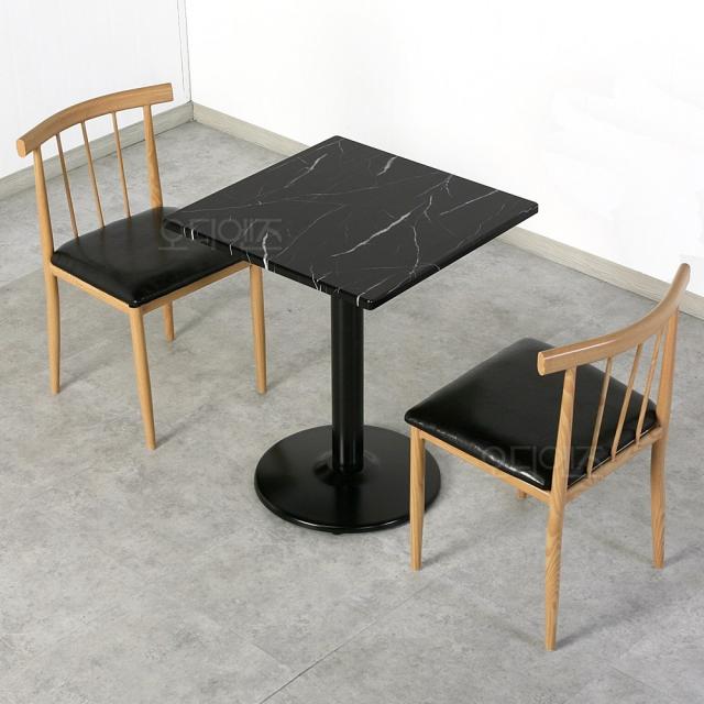 RSS37 와이드600mm 스틸 2인티테이블 /접견실테이블세트, 블랙 원형상판 600