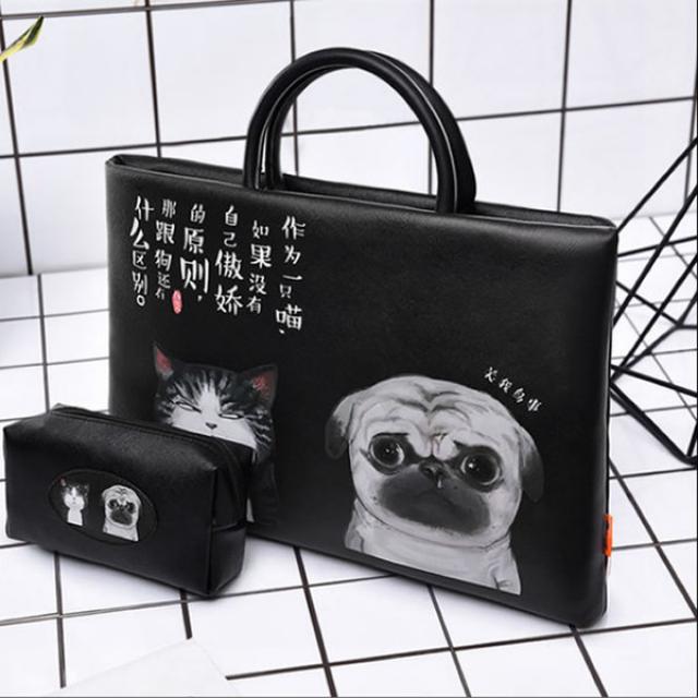 노트북가방 MacBook Air13Pro15인치노트북 컴퓨터가방 화웨이 14inch잉글리시 휴대용가방, C01-교태를 부리다 고양이 랜텀 전원파우치증정