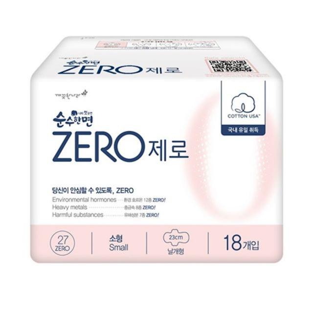 깨끗한나라 순수한면ZERO 소형 18P -박스 12개입 일반생리대 여성위생용품 시크릿데이생리대 eaue, 1개, 1개