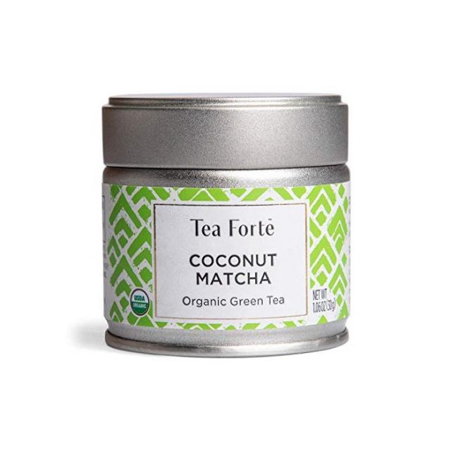 Tea Forte Organic Matcha Green Powder For Hot or Cold Latte 1 06 oz Canister 12 Servings Coconut, Coconut Matcha, One Color