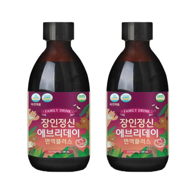 장인정신에브리데이 엘더베리 시럽 면역플러스 2병 (푸러어2개+프로폴리스2개), 280ml, 2개