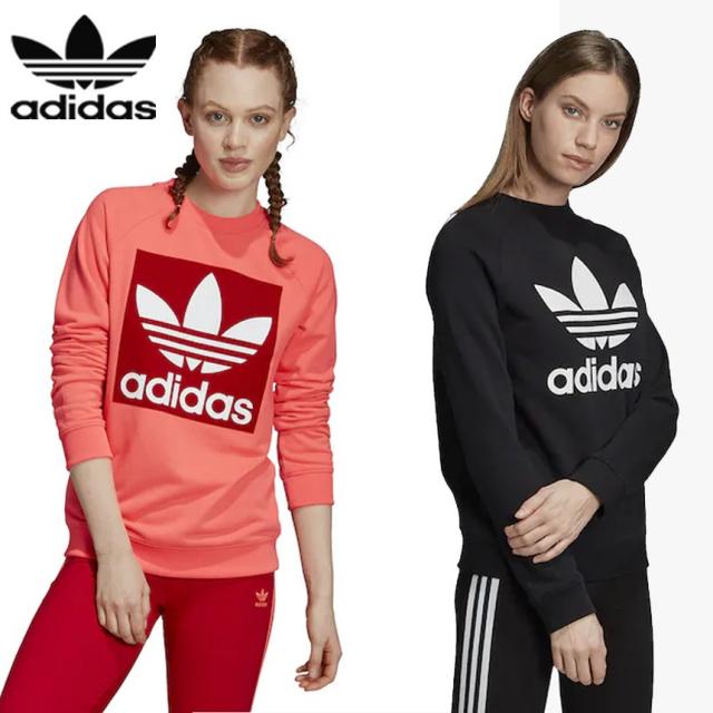 [해외] 미국정품 adidas Originals Adicolor Trefoil Crew 아디다스 오리지널 아디컬러 트레포일 여자 크루넥 로고 맨투맨 긴팔 티셔츠