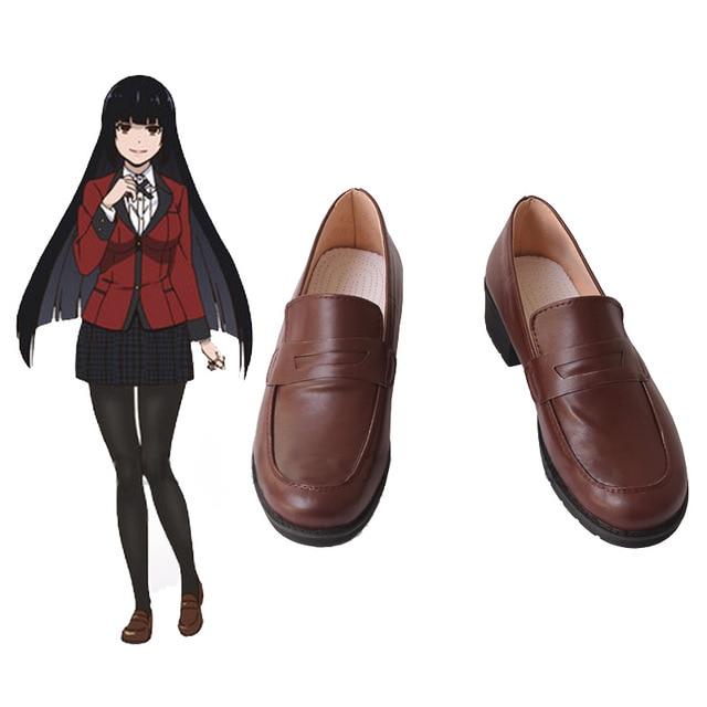 Jabami Yumeko 코스프레 신발 Kakegurui 강박 도박꾼 Yumeko Jabami 코스프레 의상 및 가발 할로윈 여성 파