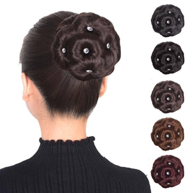 현물 아홉 송이 꽃 집게 가발 꽃봉오리 신부 머리 장식 꽂다 빗 접시 머리 상투 완자 머리 가발 봉오리