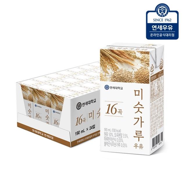 연세우유 16곡 미숫가루 우유, 24개, 190ml