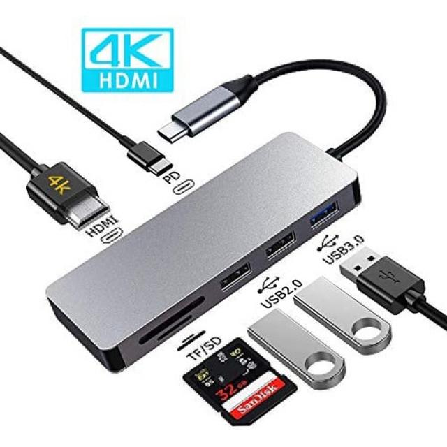 RayCue usb c hub 7 in 1 macbook pro 1315인치 어댑터 액세서리 3.02.0 포트 tfsd 카드 판독기 4k hdm, 상세 설명 참조0