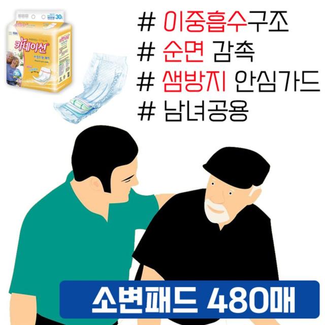 DN다나1_넓은 라운드형 뽀송뽀송한 남녀공용 소변패드 480매 요실금기저귀 병간호용품 간병호용품 실버용품 요양병원_QX+5236EA, Δ택_카네이션 소변패드, 30매x16팩 주황색팩