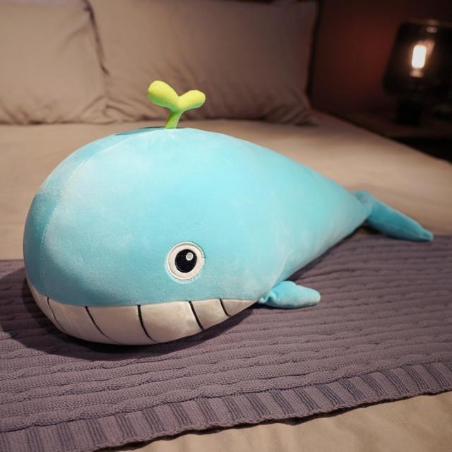 냉감 고래 성인 애착 인형 몰랑이 바디플로우 메가 시원한 안고자는베개 바디필로우 인형, 푸른 부드러운 고래, 80 센치 메터cm