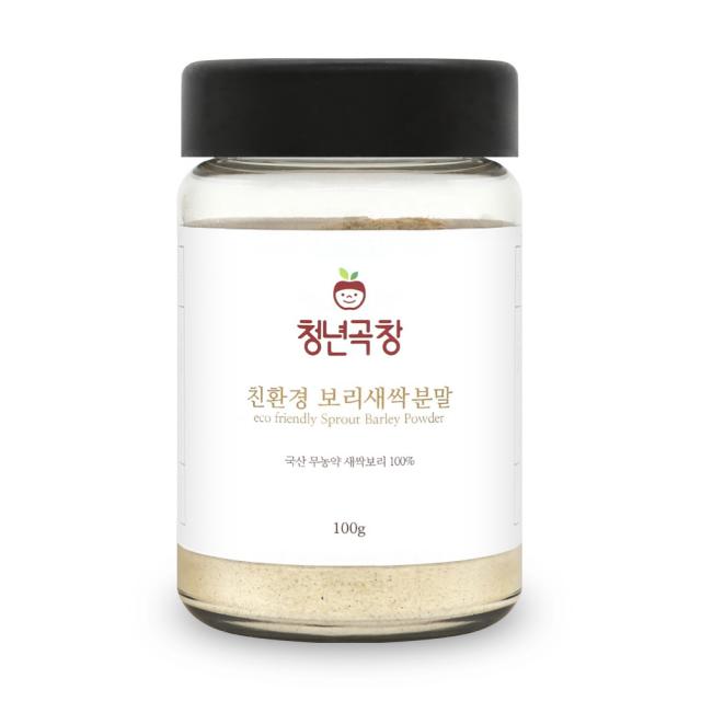 청년곡창 친환경 새싹보리 분말 가루 100g 네이버 건강분말 랭킹1위제품. 뿌리까지 갈아넣은 국산 보리순 100%, 1개, 아이보리 100g