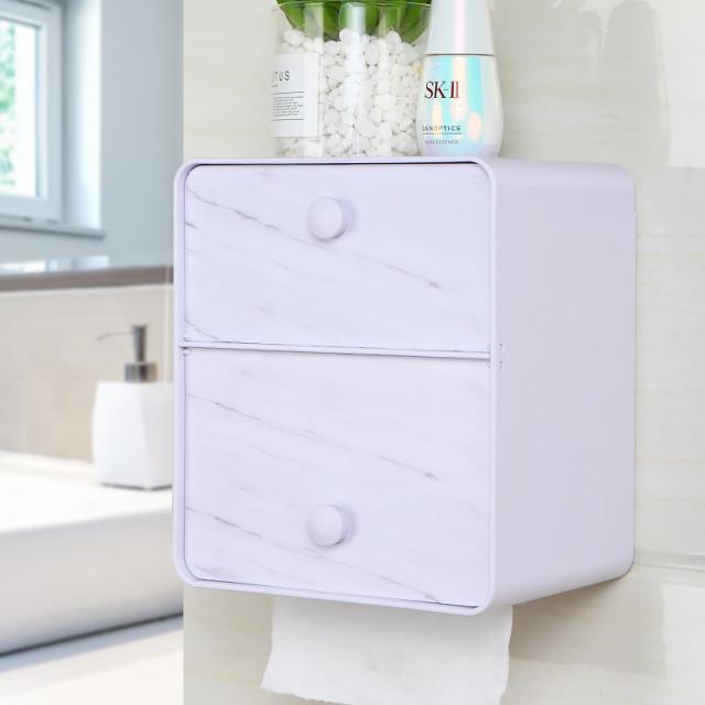 REDLIFO 화장실 휴지걸이 다용도 케이스 티슈박스, 이중 대리석무늬송출지