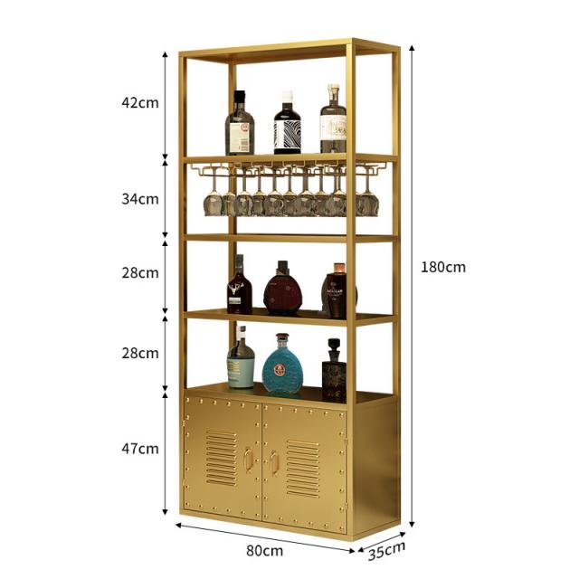 와인잔 걸이 549# 공업풍 철예가 다층적으로 전시되다커머셜 바 주점 수납주 다소미얼 Z, 3_금홍 술잔 받침대 - 80*35*180cm 캐비닛