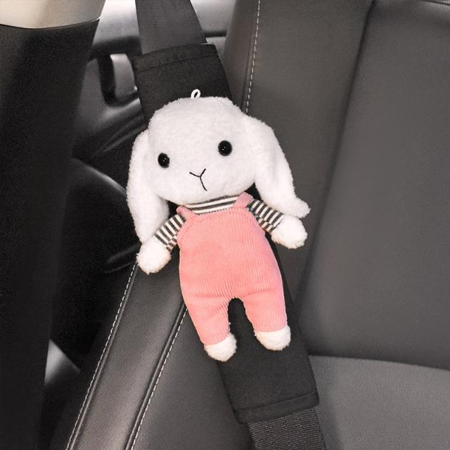 자동차 안전벨트 보호커버 애니메이션 큐트 토끼 숄더 가드 팬시 차량용 방지 배를 조르다 목 보험 보호함 4916849839, (하나 )짧은 흰토끼 에어매쉬 어깨