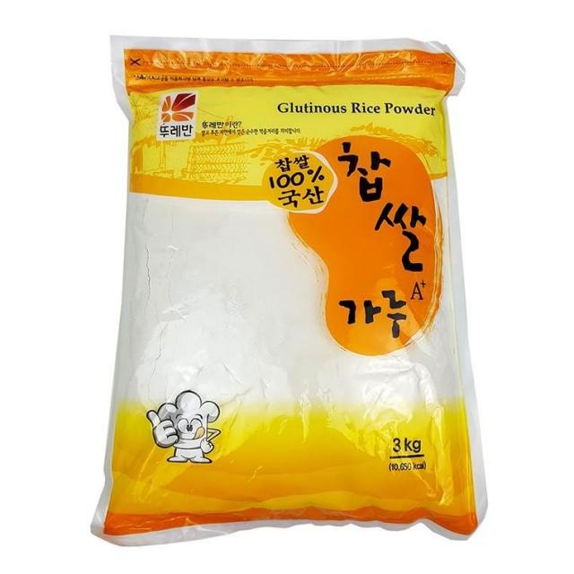 뚜레반 0693 찹쌀가루 A+ 3kg 찹쌀 100프로 국산, 단품
