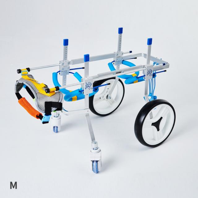 중소형견용 강아지 휠체어 4륜 애견 재활 의족 보행기 반려동물, M 네 바퀴 (벨리 벨트 / 견인 로프 보내기)개