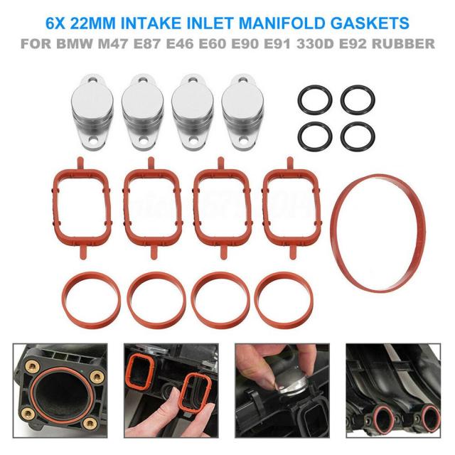 주식회사 청아커머스 6ntake 매니폴드 개스킷 교체 키트 차량 액세서리가 있는 BMW 디젤 스월 플랩 블랭크 수리 키트에 33mm 적합치 설정|Cyl. 머리, 02 6set 33mm