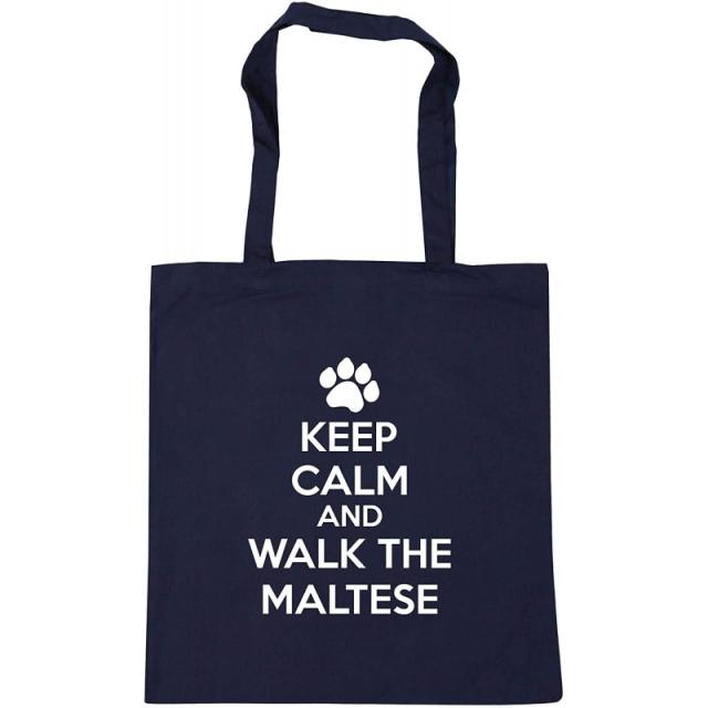 Hippowarehouse 침착성을 유지하고 몰타를 걷다-Dog Tote Shopping Gym Beach Bag 42cm x38cm 10 리터