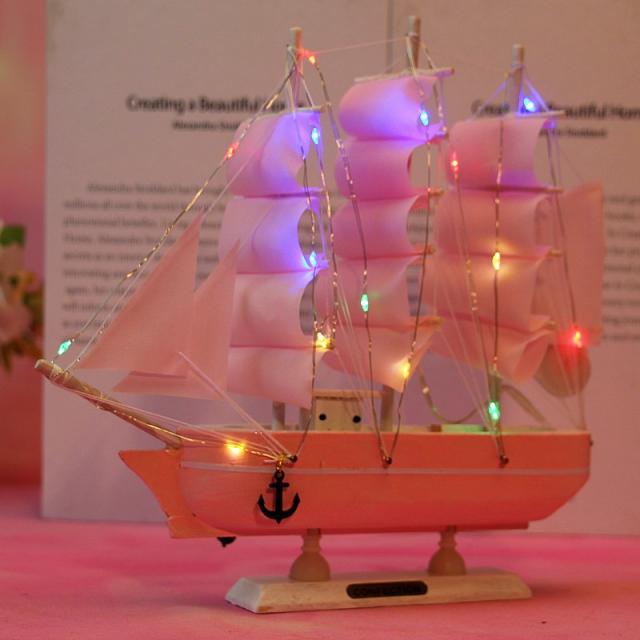 다이캐스트 아이디어 소녀감성 실목 범선 지중해 정서적인 친구 생일 주고받다 선물 모방 모형배, T11-여러가지컬러의등 핑크 24cm범선