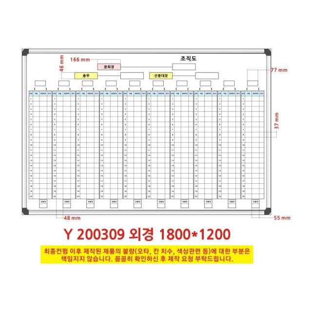 칠판나라 조직도현황 상황판 화이트보드 칠판 현황판, 알루미늄