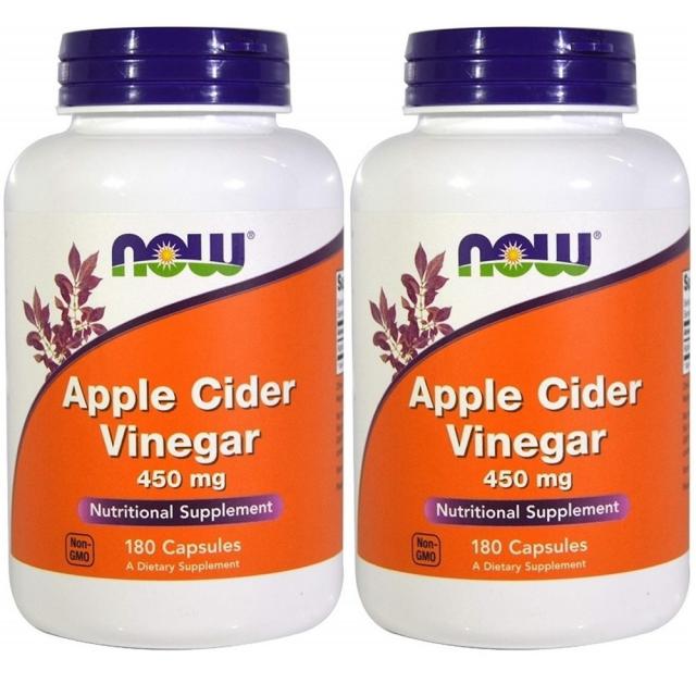 Now Foods 나우푸드 애사비 애플 사이더 비니거 Apple Cider Vinegar 450 mg 180 캡슐 (2팩), 1팩