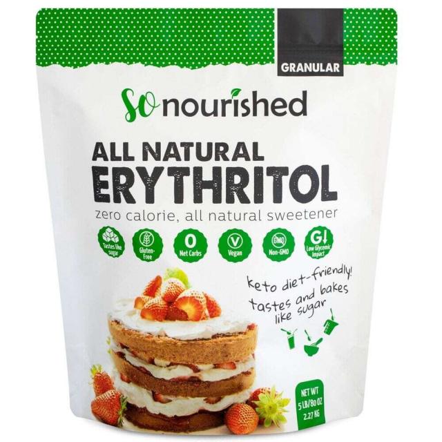 So Nourished 쏘 너리시트 네츄럴 에리스톨 스위트너 2.27kg Erythritol Sweetener Granular 5 lbs, 1팩