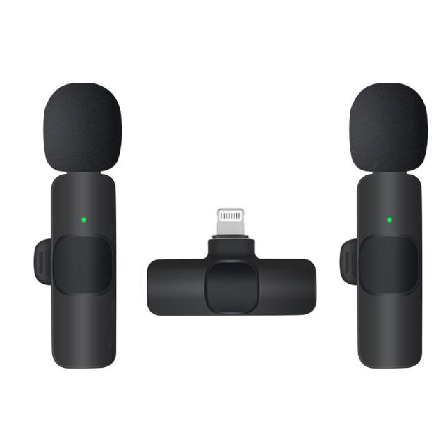 Apexel Wireless Collar Microphone 마이크, 1 시간, 두 개의 모바일 라이브 방송 야외 인터뷰 녹음 소음 감소 마이크 단어