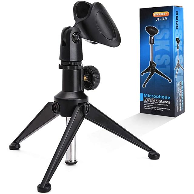 팟캐스트 온라인 채팅 강연회 등을 위한 유니버설 조정형 데스크 마이크로폰 스탠드 휴대용 접이식 트라이포드 MIC 테이블탑 스탠드, 상세페이지 참조