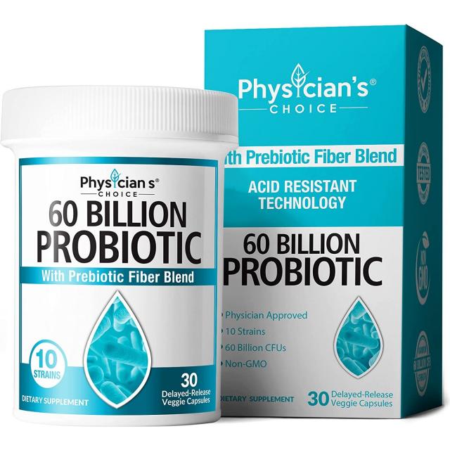 [미국]Physician's Choice Probiotics 600억 CFU - 10가지 다양한 균주와 프리바이오틱스, 전반적인 소화 건강을 위해 변비, 설사도움, 1통