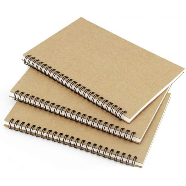 Zegrox 3 Pack Brown 커버 Blank Spiral 노트북 Blank Sketchbook 미개척 저널 팩 두꺼운 백지 50장(100쪽)-8.27x 5.59인치, 단일옵션