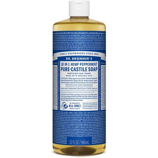 Dr. Bronner 's-순수성 액체 액체 비누 (페퍼민트 32 온스)-유기농 오일로 만든 18-in-1 용도 : 얼굴 바디 헤어 세탁 애