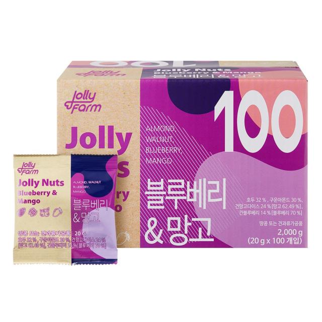 졸리넛츠 블루베리&망고 하루한줌 매일견과 100입, 100봉