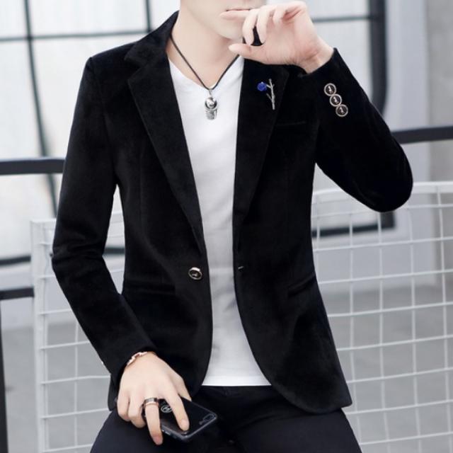 가바바 남성 캐주얼 자켓 파란 브로치가 시선강탈 G25431, 그레이