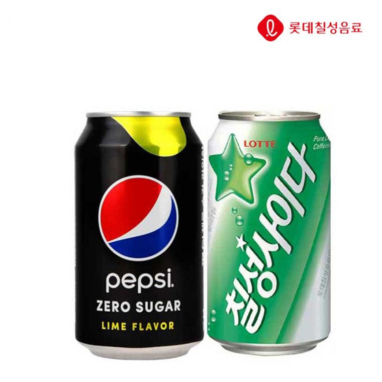 [세자매음마]펩시콜라 제로&칠성사이다(업소용) 355ml X 각12개(총24개) 뚱캔 청량음료 편의점음료 콜라 탄산 음료수, 상세페이지 참조