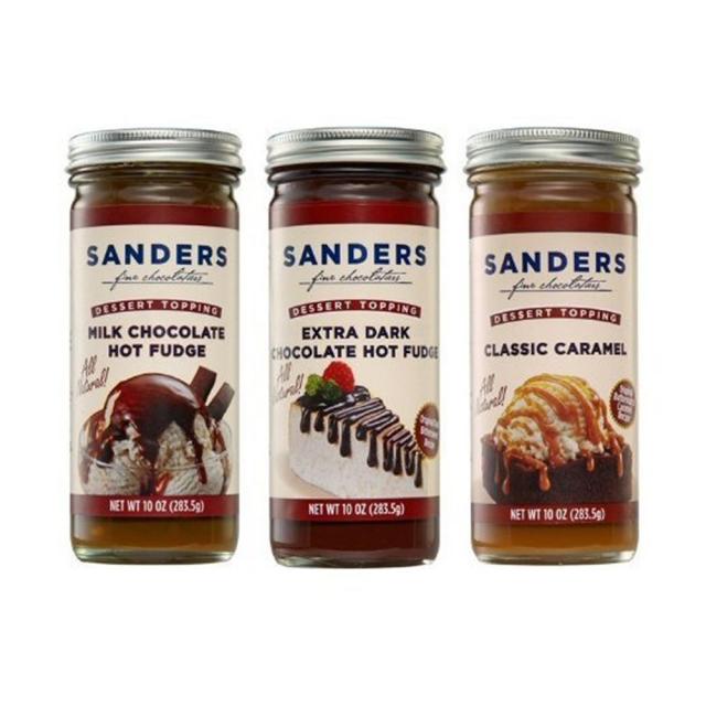 Sanders 밀크 초콜릿 핫 퍼지 클래식 캐러멜 엑스트라 다크 초콜릿 핫 퍼지 디저트 토핑 10oz 3팩, 1개