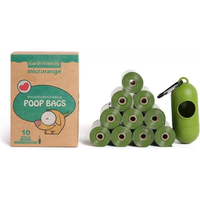 MICRORANGE 개 폐백 도기용 생분해성 큰 똥백 10롤 150개 누출 방지 미향상 퇴비성 각 폐기물 백 측정값 9 x 14인치 무, 1, 단일옵션