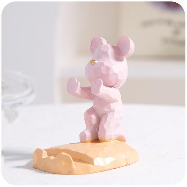 귀여운 곰돌이 핸드폰 받침대 데스크톱 게으름뱅이 태블릿PC 아이패드 창의력 튼튼하다 깜찍하다 진열품 새해 선물, 핑크 손수레