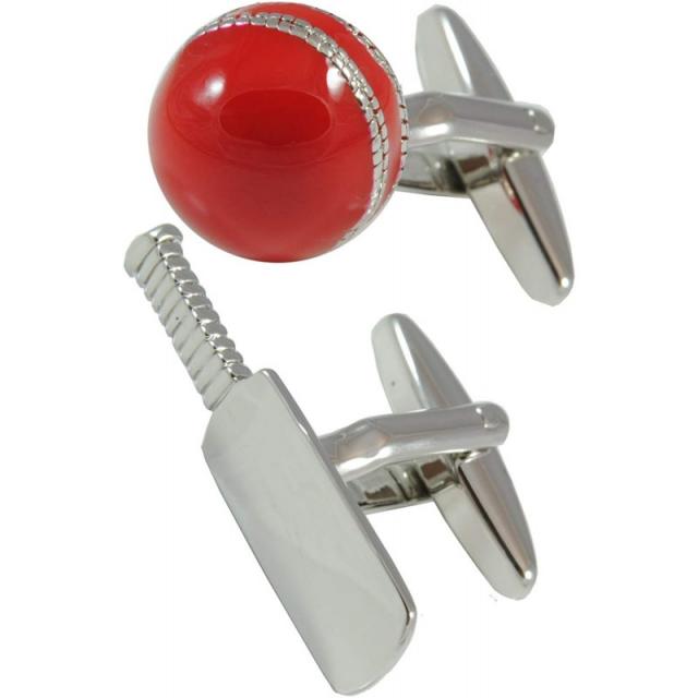 Collar And Cuffs London 선물 상자가있는 프리미엄 커프스 단추 크리켓 박쥐 및 공 황동 필드 피치 개찰