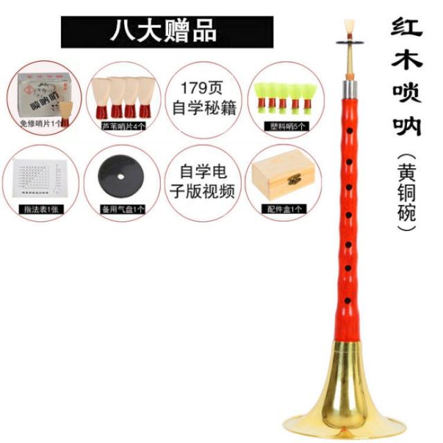 트럼펫 마호가니 수르나이 D흑단 D음조태평소 악기 초보자 성인 확성기 연습용 T01 마호가니 D노란 그릇+8가지빅 증정품+나무상자