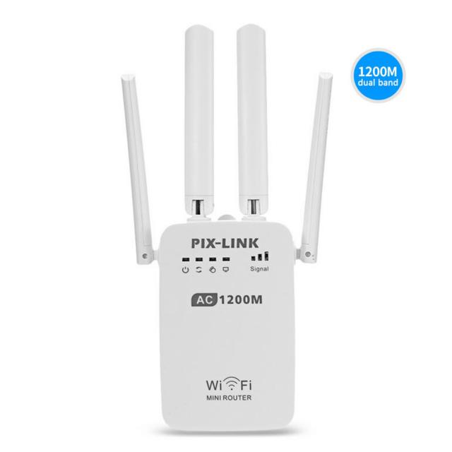 Pixlink Ac1200 Wifi 중계기/라우터/액세스 포인트 Ap 무선 범위 확장기 4 개의 외부 안테나가있는 Wi Fi