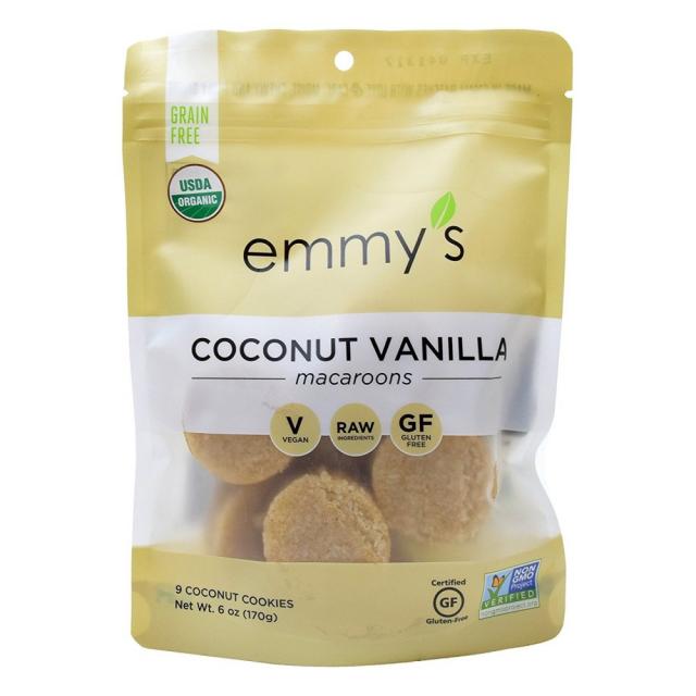 Emmy's Organics 에미스 코코넛 바닐라 마카롱 키토제닉 쿠키 2팩 Coconut Vanilla Macaroons, 1개, 0g