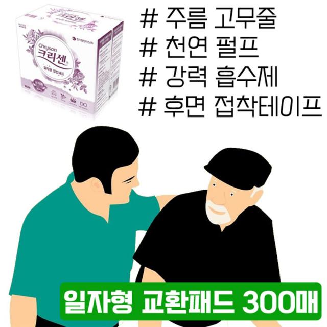 같은공간-흡수율이 참 좋은 남녀공용 일자형 교환패드 300매 병간호 실버용품 요실금기저귀 요양원용품 실버패드-SS, SS-크리센 일반형, 교환패드(300매)