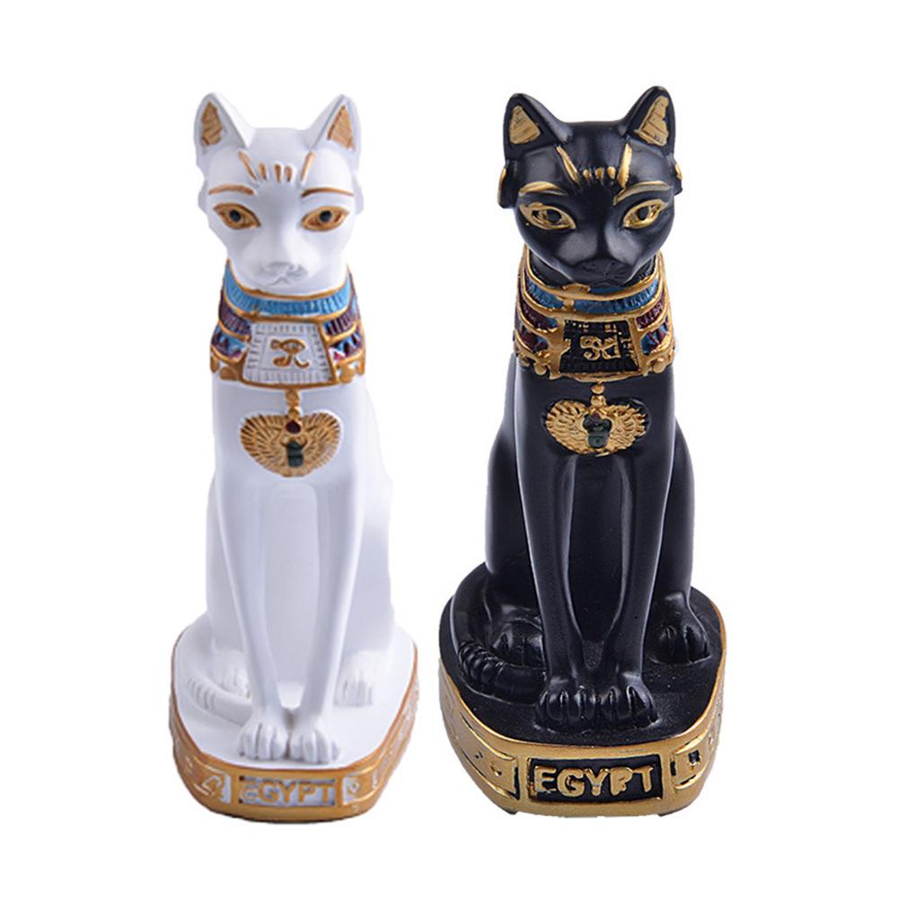 이집트 고양이 입상 동상 장식 빈티지 고양이 여신 bastet 동상 홈 가든, black