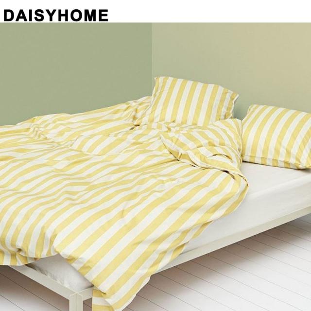 침대시트 DAISYHOME 순면 코튼 세로패턴 스트라이프 폭이 넓다 디자이너 타입 스타일 4종 노르딕 2194041455, 엘로화이트넓적다리1.8m침대(적합이불솜200x, 침대 시트형