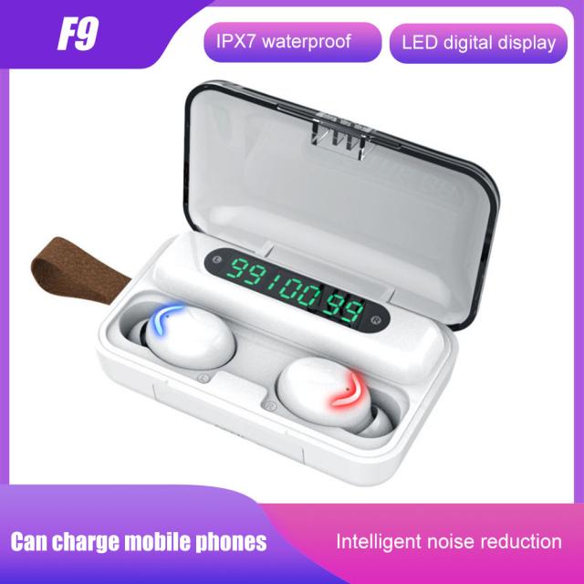 dodocool F9 블루투스 무선 헤드셋 정품 미소 새로운 스포츠 헤드폰 통화의 바 이노 럴 HD 상당수는 LED의 수를 크게 지능형 노이즈 감소 화이트 버전 & 매는 밧줄 세 가지 중요한 열고 미소도없는 창고를 만지지, 화이트 & 세 개의 디스플레이 및 로프