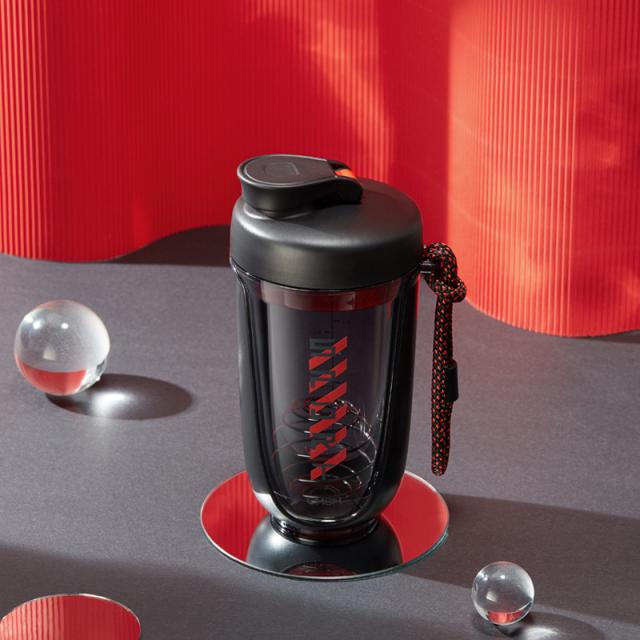 흔들컵 헬스 운동 야외 물컵 셰이크 섞다 휴대하다 눈금 컵 남녀, 블랙 590ml, 590ML