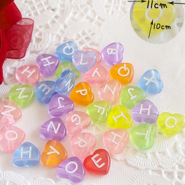 한지붕샵 비즈 재료 수공예 팔찌만들기 영어비즈 3시전주문당일배송 비즈재료, 1팩, 투명영어하트(60개)