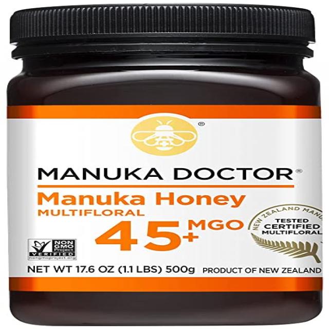 MANUKA DOCTOR - MGO 45+ 마누카 꿀 멀티플로럴 100% 순수 뉴질랜드 꿀. 인증됨. 보장하다, 1개