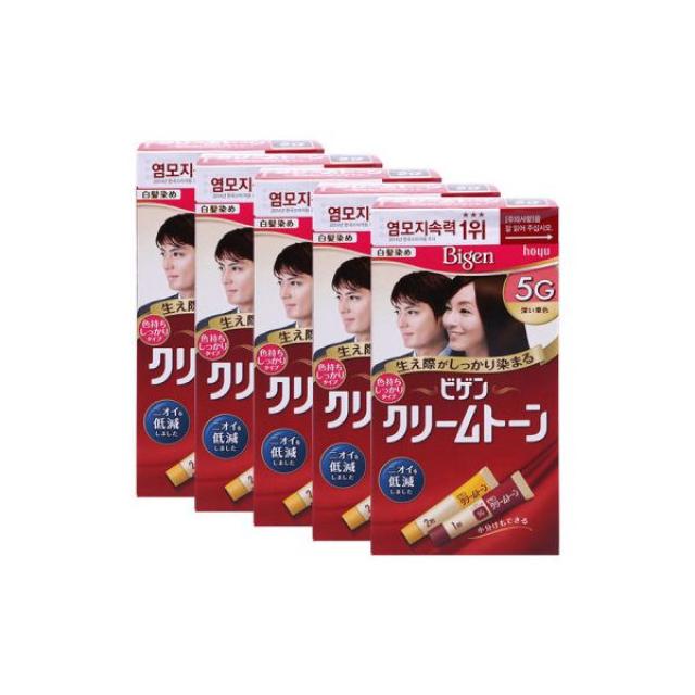 비겐크림톤 40G 염색약 진한밤색5Gx5개 정품 세치커버, 비겐크림톤 40G 염색약 진한밤색