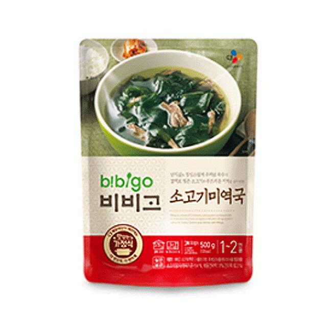 70 소리무역 / bibigo 비비고 소고기미역국 500g 1개 컵밥 볶음밥 즉석식품 즉석국, 단일 수량