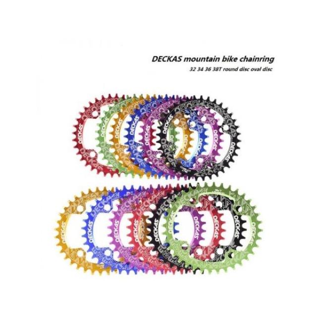 Deckas 산악 자전거 Chainring 104bcd 디스크 타원형 플레이트 긍정적이고 부정적인 치아 자전거 디스크1262956 23 Round Blue1262956 23