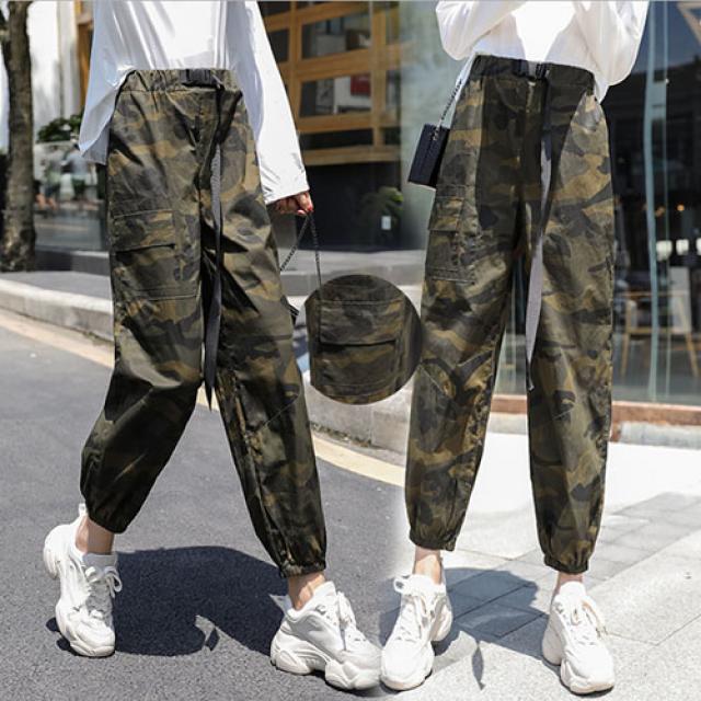 알리팡(Alipang) 여성 봄 가을 긴바지 군복바지 밀리터리 군복 스타일 루즈핏 KN9312